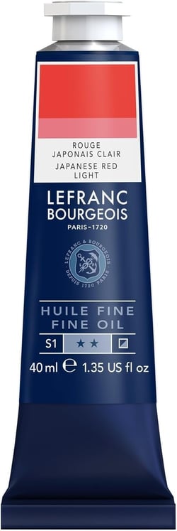 Tube 40 ml de peinture à l'huile Lefranc Bourgeois - Rouge japonais clair - Fine