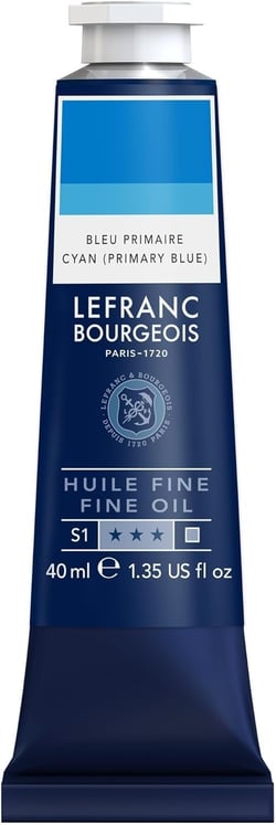 Tube 40 ml de peinture à l'huile Lefranc Bourgeois - Bleu primaire - Fine