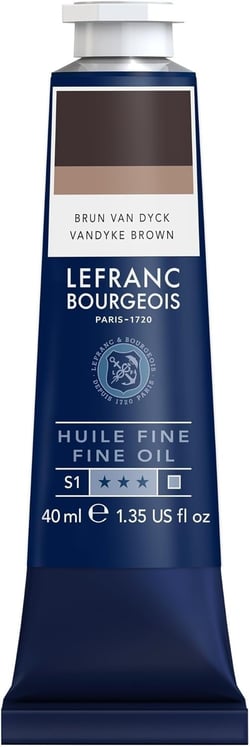 Tube 40 ml de peinture à l'huile Lefranc Bourgeois - Brun van dyck - Fine