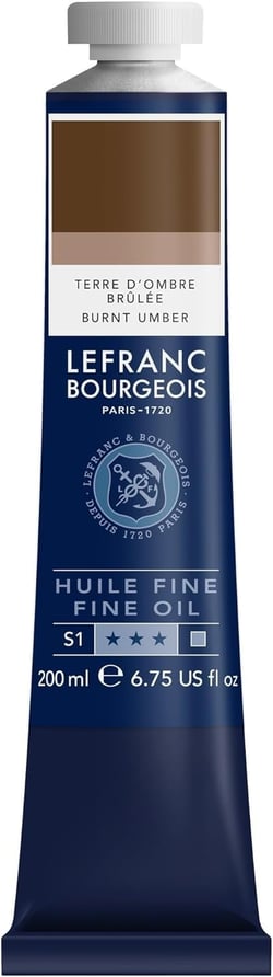 Tube 200 ml de peinture à l'huile Lefranc Bourgeois - Terre d'ombre brûlée - Fine