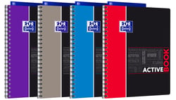 1 cahier polypro à spirales - Format A4 21 x 29.7 cm - Activebook - Oxford - 160 pages grands carreaux - Coloris assortis
