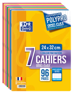 7 Cahiers Oxford - 24 x 32 cm - 96 pages - Grands carreaux