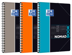 Cahier polypro à spirales - 17.6 x 25 cm - Nomadbook - Oxford - 160 pages petits carreaux - Coloris assortis