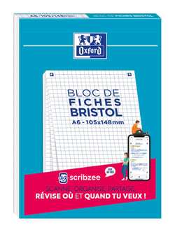 Cahier de notes - A6 - 30 feuilles / 60 pages - blanc - petits carreaux - Oxford Bristol