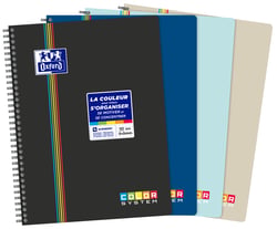 Cahier Oxford - Noir, Bleu, Turquoise, Sable - A4+ 23,5 x 29.8 cm - Color System - 180 pages petits carreaux quadrillé 5/5