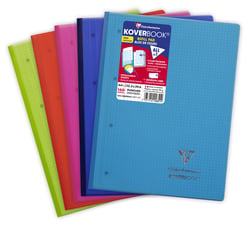 1 bloc de cours agrafé grand côté - A4+ - Koverbook - Clairefontaine - 160 pages petits carreaux + marge - Modèles assortis