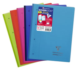 1 bloc de cours agrafé grand côté -  A4+ - Koverbook -  Clairefontaine - 160 pages lignées + marge - Modèles assortis