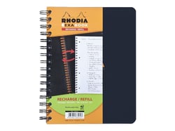 Recharge cahier - Format A5 14.8 x 21 cm - Exabook - Rhodia - 160 pages petits carreaux - Noir