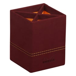 Porte-crayons - RHODIA Rhodiarama Home Office - 8 x 8 x11 cm - similicuir - bordeaux, couture de selle orange