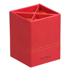 Pot à crayons - RHODIA Rhodiarama - 8 x 8 x11 cm - faux cuir, carton - coquelicot