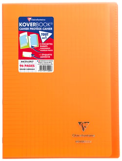 Cahier piqué Clairefontaine - Orange - A4 21 x 29,7 cm - Koverbook - 96 pages grands carreaux