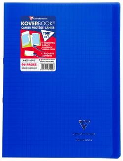 Cahier piqué Clairefontaine - Bleu Marine - A4 21 x 29,7 cm - Koverbook - 96 pages grand carreaux