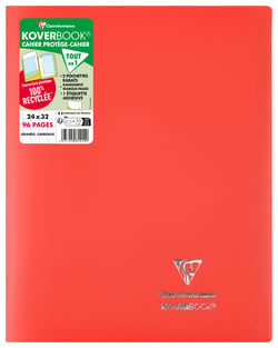 Cahier piqué Clairefontaine - Rouge - 24 x 32 cm - Koverbook - 96 pages grands carreaux