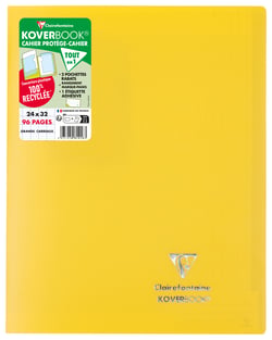 Cahier piqué Clairefontaine - Jaune - 24 x 32 cm - Koverbook - 96 pages grands carreaux