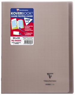 Cahier polypro transparent - Format 24 x 32 cm - Koverbook - Clairefontaine - 96 pages - Gris