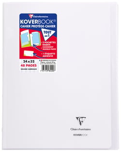 Cahier piqué Clairefontaine - Incolore - 24 x 32 cm - Koverbook - 48 pages grand carreaux