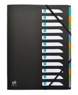 Trieur A4 - 12 compartiments - Polypro - Oxford - Noir