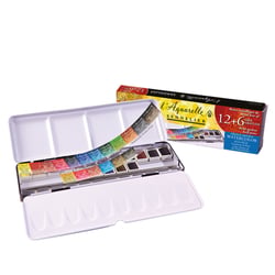 Coffret Aquarelle extra-fine 12 demi-godets et 6 offerts