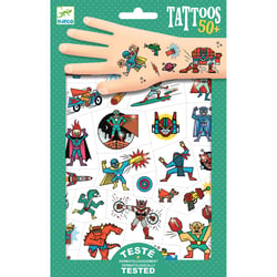 Tatouages temporaires :  Heroes vs Villains - Djeco  - 2 planches