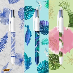1 stylo bille - 4 Couleurs Messages - Pointe moyenne - Bic - Designs assortis