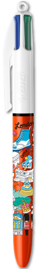 Stylo bille 4 couleurs BIC - OMY Londres édition limitée - Bleu, rouge, vert, noir - Pointe moyenne