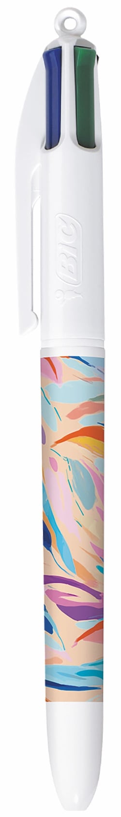 Stylo bille 4 couleurs BIC exclusivité Cultura - Inspiration artiste - Bleu, noir, rouge, vert - Paint Stain - Pointe moyenne