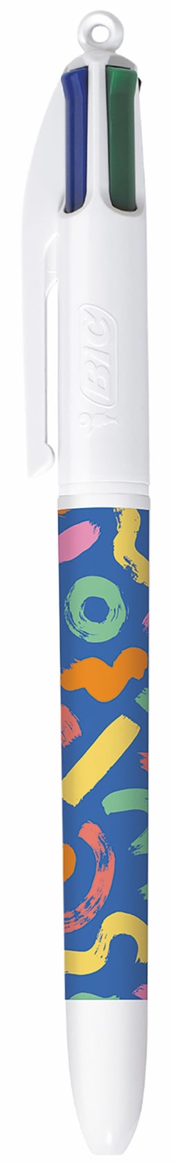 Stylo bille 4 couleurs BIC exclusivité Cultura - Inspiration artiste - Bleu, noir, rouge, vert - Paint Squiggle - Pointe moyenne