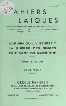 Darwin ou la Genèse ? : la guerre des singes fait rage en Amérique - Notes de lecture - Vie du Cercle