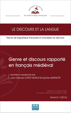 Genre et discours rapporté en français médiéval - Tome 8. 1 (2016)