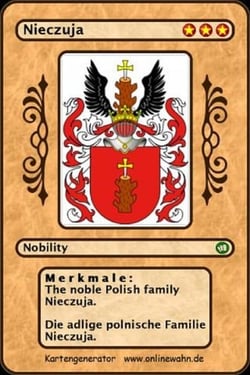 The noble Polish family Nieczuja. Die adlige polnische Familie Nieczuja.