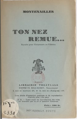 Ton nez remue... - Saynète pour garçonnets ou fillettes