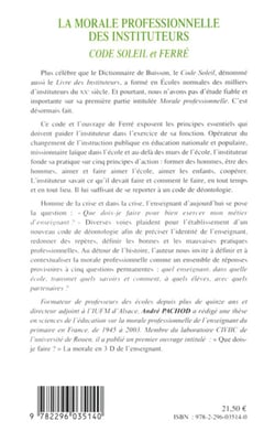 La morale professionnelle des instituteurs - Code Soleil et Ferré