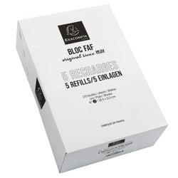 Lot de 5 recharges - Bloc-notes FAF n°3 - 185 x 115 mm - Exacompta - blanc uni