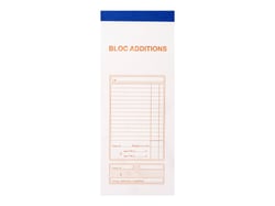 Exacompta – Bloc addition – 50 feuillets – Autocopiants numérotés en duplicata – 9,1×22,5cm
