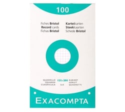 Étui de 100 fiches - bristol blanc quadrillé 5x5 perforé 125x200mm - Blanc