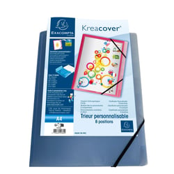1 trieur A4 personnalisable - 8 compartiments - Kreacover - Polypro - Exacompta - Coloris assortis