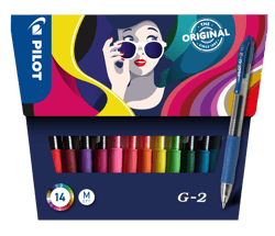 Pochette de 14 Roller encre gel - G-2 - Pointe moyenne - Pilot