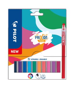 Lot de 12 stylos roller effaçables Pilot - FriXion Ball Stick - Couleurs assorties - Pointe moyenne 