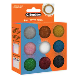 Boîte de 9 pots d'accessoires - Paillettes fines et brillantes 2g - Résine UV