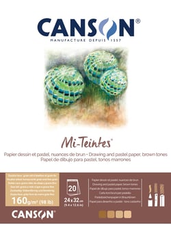 Bloc papier dessin BL 20FL MI-TEINTES® 24 x 32 160 g - Nuances de marron