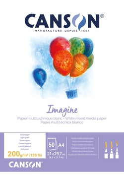Bloc-notes collé sur le côté court Canson Imagine - A4 - 50 feuilles - blanc