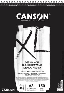 CANSON XL Black - Album - reliure à anneaux métalliques - A3 - 40 feuilles  - Papiers arts graphiques - Art graphique