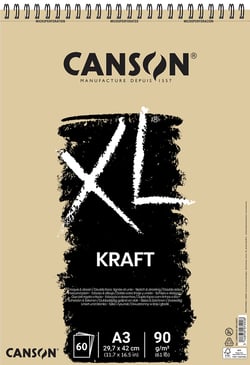 CANSON XL Kraft - Album - reliure à anneaux métalliques - A3 - 60 feuilles - kraft