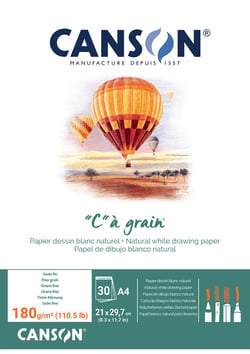 CANSON "C" à grain - Bloc-notes collé sur le côté court - A4 - 30 feuilles - papier blanc
