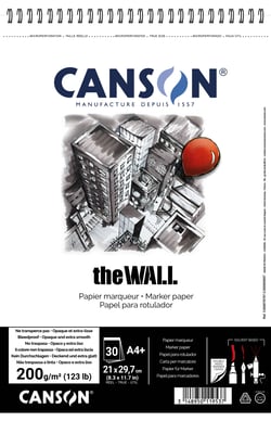 CANSON The Wall A4+ - Album - reliure à anneaux métalliques - 210 x 314 mm - 30 feuilles - blanc