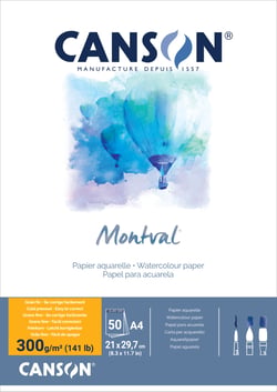Bloc aquarelle Montval - 50 feuilles - A4 21 x 29,7 cm - 300 g/m²