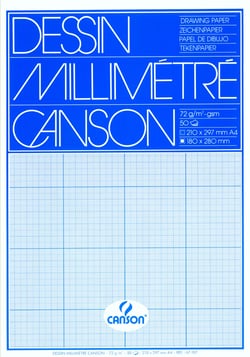 CANSON - Papier à dessin millimétré - A4 - 50 feuilles - blanc - quadrillé