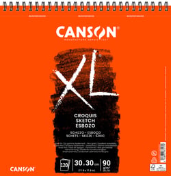 CANSON XL Croquis - Album de dessin - reliure à anneaux métalliques - 300 x 300 mm - 120 feuilles - ivoire