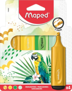 Lot de 4 surligneurs pointe moyenne Maped - Fluo'Peps Pastel