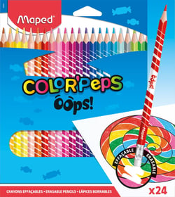 Lot de 24 crayons de couleur effaçables - Maped - Couleurs assorties - Color'Peps Oops!